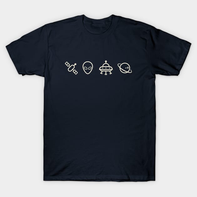 Retro minimal UFO Sci Fi T-Shirt by happinessinatee